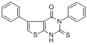 structure of CAS# 142465-09-6, 2,3-Dihydro-3,5-Diphenyl-2-Thioxo-Thieno[2,3-d]Pyrimidin-4(1H)-One;3,5-Di(Phenyl)-2-Thioxo-1H-Thieno[3,2-E]Pyrimidin-4-One;St5052162;Zinc01293763