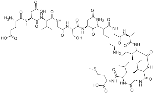 structure of CAS# 144189-71-9, L-alpha-Glutamyl-L-alpha-Aspartyl-L-Valylglycyl-L-Seryl-L-Asparaginyl-L-Lysylglycyl-L-Alanyl-L-Isoleucyl-L-Isoleucylglycyl-L-Leucyl-L-Methionine;GLU-ASP-VAL-GLY-SER-ASN-LYS-GLY-ALA-ILE-ILE-GLY-LEU-MET;AMYLOID BETA-PROTEIN FRAGMENT 22-35;AMYLOID B-PROTEIN FRAGMENT 22-35