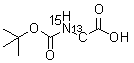结构式 CAS# 145143-01-7, N-{[(2-甲基-2-丙基)氧基]羰基}(2-<sup>13</sup>C,<sup>15</sup>N)甘氨酸