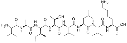 structure of CAS# 145224-99-3, L-Valyl-L-Alanyl-L-Isoleucyl-L-Threonyl-L-Valyl-L-Leucyl-L-Valyl-L-Lysine;H-VAL-ALA-ILE-THR-VAL-LEU-VAL-LYS-OH;VAL-ALA-ILE-THR-VAL-LEU-VAL-LYS;PEPTIDE MIMETIC OF CALCIUM
