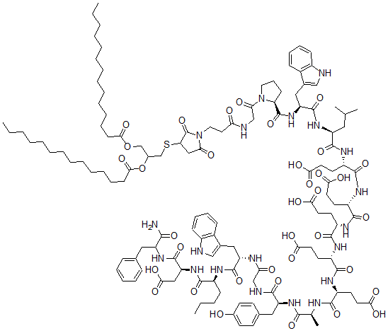 CAS 登录号：147666-79-3， N-[3-[3-[[2,3-二[(1-氧代十四烷基)氧基]丙基]硫代]-2,5-二氧代-1-吡咯烷基]-1-氧代丙基]-15-L-正亮氨酸-2-17-促胃泌素-17I(人)