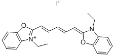 structure of CAS# 14806-50-9, 3-Ethyl-2-[5-(3-Ethyl-2(3H)-Benzoxazolylidene)-1,3-Pentadien-1-Yl]-Benzoxazolium Iodide(1:1);3-Ethyl-2-[(1E,3E,5Z)-5-(3-Ethyl-1,3-Benzoxazol-2-Ylidene)Penta-1,3-Dienyl]-1,3-Benzoxazol-3-Ium Iodide;3,3'-Diethyloxadicarbocyanine Iodide;3,3'-Diethyloxodicarbocyanine Iodide