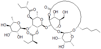 CAS#: 149155-65-7， (11)-Intramol 1,3''-11-((O-6-Deoxy-alpha-L-Mannopyranosyl-(1-3)-O-6-Deoxy-2,4-Bis-O-((2S)-2-Methyl-1-Oxobutyl)-alpha-L-Manopyranosyl-(1-2)-O-beta-D-Glucopyranosyl-(1-2)-6-Deoxy-beta-D-Galactopyranosyl)Oxy)Hexadecanoate