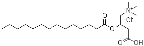 结构式 CAS# 14919-38-1, 3-羧基-N,N,N-三甲基-2-(十四碳酰氧基)-1-丙基氯化铵