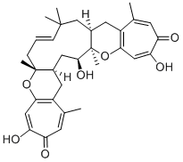 structure of CAS# 151803-45-1, (6aR*,8E,11aS*,18aR*,19R*,20aR*)-6a,7,10,11,11a,18a,19,20,20a,21-Decahydro-4,16,19-Trihydroxy-1,6a,10,13,18a-Hexamethyl-3H-Dicyclohepta(e,e')Cycloundeca(1,2-b:5,6-b')Dipyran-3,15(12H)-Dione;3H-Dicyclohepta(E,E')Cycloundeca(1,2-B:5,6-B')Dipyran-3,15(12H)-Dione, 6A,7,10,11,11A,18A,19,20,20A,21-Decahydro-4,16,19-Trihydroxy-1,6A,10,10,13,18A-Hexamethyl-, (6Ar*,8E,11As*,18Ar*,19R*,20Ar*)-;Eupenifeldin