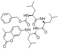 structure of CAS# 152015-61-7, Phenylmethyl N-[(2S)-4-Methyl-1-[[(2S)-4-Methyl-1-[[(2S)-4-Methyl-2-[(4-Methyl-2-Oxochromen-7-Yl)Amino]Pentanoyl]Amino]-1-Oxopentan-2-Yl]Amino]-1-Oxopentan-2-Yl]Carbamate;Phenylmethyl N-[(1S)-3-Methyl-1-[[(1S)-3-Methyl-1-[[(2S)-4-Methyl-2-[(4-Methyl-2-Oxo-Chromen-7-Yl)Amino]Pentanoyl]Carbamoyl]Butyl]Carbamoyl]Butyl]Carbamate;N-[(1S)-3-Methyl-1-[[[(1S)-3-Methyl-1-[[[(2S)-4-Methyl-2-[(4-Methyl-2-Oxo-7-Chromenyl)Amino]-1-Oxopentyl]Amino]-Oxomethyl]Butyl]Amino]-Oxomethyl]Butyl]Carbamic Acid Phenylmethyl Ester;N-[(1S)-1-[[(1S)-1-[[(2S)-2-[(2-Keto-4-Methyl-Chromen-7-Yl)Amino]-4-Methyl-Pentanoyl]Carbamoyl]-3-Methyl-Butyl]Carbamoyl]-3-Methyl-Butyl]Carbamic Acid Benzyl Ester