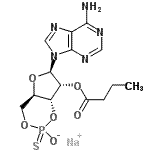 structure of CAS# 152218-23-0, Sodium (4aR,6R,7R,7aR)-6-(6-Amino-9H-Purin-9-Yl)-7-(Butyryloxy)Tetrahydro-4H-Furo[3,2-d][1,3,2]Dioxaphosphinin-2-Olate 2-Sulfide;(4aR,6R,7<wbr>R,7aR) 2-<wbr>Sulfure d<wbr>e 6-(6-am<wbr>ino-9H-pu<wbr>rin-9-yl)<wbr>-7-(butyr<wbr>yloxy)tét<wbr>rahydro-4<wbr>H-furo[3,<wbr>2-d][1,3,<wbr>2]dioxaph<wbr>osphinin-<wbr>2-olate e<wbr>t de sodi<wbr>um;2'-O-MONO<wbr>BUTYRYLAD<wbr>ENOSINE-3<wbr>',5'-CYCL<wbr>ICMONOPHO<wbr>SPHOROTHI<wbr>OATE,RP-I<wbr>SOMERSODI<wbr>UMSALT;Butanoic <wbr>acid, (4a<wbr>R,6R,7R,7<wbr>aR)-6-(6-<wbr>amino-9H-<wbr>purin-9-y<wbr>l)tetrahy<wbr>dro-2-mer<wbr>capto-2-o<wbr>xido-4H-f<wbr>uro[3,2-d<wbr>]-1,3,2-d<wbr>ioxaphosp<wbr>horin-7-y<wbr>l ester, <wbr>sodium sa<wbr>lt (1:1)