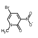 structure of CAS# 153888-45-0, 5-Bromo-1-Methyl-3-Nitro-2(1H)-Pyridinone;5-Bromo-1-methyl-3-nitropyridin-2(1H)-one;Bromomethylnitropyridin-2(1H)-one;MFCD09835081