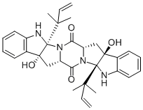 CAS#: 155114-38-8， (5aalpha,7aalpha,8abeta,13abeta,15aalpha,16aalpha)-5a,13a-Bis(1,1-dimethyl-2-propenyl)-5a,8,8a,13,13a,15a,16,16a-octahydro-8a,16a-dihydroxy-Pyrazino(1'',2'':1,5:4'',5'':1',5')dipyrrolo(2,3-b:2',3'-b')diindole-7,15(5H,7aH)-dione