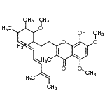 structure of CAS# 15738-23-5, 8-Hydroxy-5,7-Dimethoxy-2-[(7E,9E,11E)-4-Methoxy-3,5,6,11-Tetramethyl-7,9,11-Tridecatrien-1-Yl]-3-Methyl-4H-Chromen-4-One;Sodium tetra(p-tolyl)borate