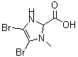 结构式 CAS# 158585-80-9, 4,5-二溴-1-甲基-2,3-二氢-1H-咪唑-2-羧酸