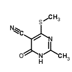 结构式 CAS# 15908-63-1, 4-羟基-2-甲基-6-(甲硫基)-5-嘧啶甲腈