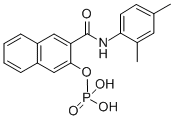 structure of CAS# 1596-56-1, N-(2,4-Dimethylphenyl)-3-(Phosphonooxy)-2-Naphthalenecarboxamide;[3-[(2,4-Dimethylphenyl)Carbamoyl]-2-Naphthyl] Dihydrogen Phosphate;[3-[[(2,4-Dimethylphenyl)Amino]-Oxomethyl]-2-Naphthyl] Dihydrogen Phosphate;2-Naphthalenecarboxamide, N-(2,4-Dimethylphenyl)-3-(Phosphonooxy)-