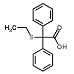 structure of CAS# 16036-85-4, (Ethylsulfanyl)(Diphenyl)Acetic Acid;2-ethylthio-2,2-diphenylacetic acid;2-ETHYLTHIO-2,2-DIPHENYLACETICACID;293571_ALDRICH