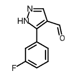 structure of CAS# 161398-15-8, 5-(3-Fluorophenyl)-1H-Pyrazole-4-Carbaldehyde;3-(3-fluorophenyl)-1H-pyrazole-4-carbaldehyde;3-(3-Fluorophenyl)-1H-pyrazole-4-carboxaldehyde;3-(3-fluorophenyl)pyrazole-4-carbaldehyde