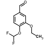 structure of CAS# 162401-73-2, 4-(Difluoromethoxy)-3-Ethoxybenzaldehyde;4-Difluoromethoxy-3-ethoxy-benzaldehyde;MFCD03412216;ZINC00065169
