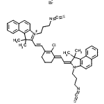 structure of CAS# 162411-31-6, 2-{(E)-2-[(3E)-2-Chloro-3-{(2E)-2-[3-(3-Isothiocyanatopropyl)-1,1-Dimethyl-1,3-Dihydro-2H-Benzo[E]Indol-2-Ylidene]Ethylidene}-1-Cyclohexen-1-Yl]Vinyl}-3-(3-Isothiocyanatopropyl)-1,1-Dimethyl-1H-Benzo[ E]Indolium Bromide;1,1′-Bis(<wbr>3-isothio<wbr>cyanatopr<wbr>opyl)-11-<wbr>chloro-4,<wbr>5:4′,5′-d<wbr>ibenzo-3,<wbr>3,3′,3′-t<wbr>etramethy<wbr>l-10,12-t<wbr>rimethyle<wbr>nindotric<wbr>arbocyani<wbr>ne bromide;NIR 5e;90487_FLUKA