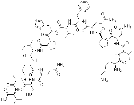 CAS#: 163702-20-3， L-Lysyl-L-Valyl-L-Asparaginyl-L-Prolyl-L-Glutaminyl-L-Phenylalanyl-L-Valyl-L-Histidyl-L-Prolyl-L-Isoleucyl-L-Leucyl-L-Glutaminyl-L-Seryl-L-Alanyl-L-Valine