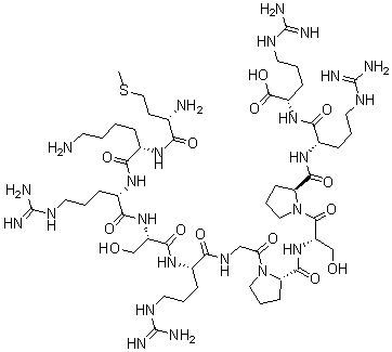 结构式 CAS# 165174-60-7, L-蛋氨酰-L-赖氨酰-L-精氨酰-L-丝氨酰-L-精氨酰甘氨酰-L-脯氨酰-L-丝氨酰-L-脯氨酰-L-精氨酰-L-精氨酸
