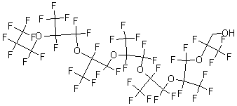 structure of CAS# 167631-99-4, 2,4,4,5,7,7,8,10,10,11,13,13,14,16,16,17,19,19,20,20,21,21,21-Tricosafluoro-2,5,8,11,14,17-Hexakis(Trifluoromethyl)-3,6,9,12,15,18-Hexaoxaheneicosan-1-Ol;2,4,4,5,7,7,8,10,10,11,13,13,14,16,16,17,19,19,20,20,21,21,21-Tricosafluoro-2,5,8,11,14,17-Hexakis-(Trifluoromethyl)-3,6,9,12,15,18-Hexaoxaheneicosan-1-Ol;1H,1H-PERFLUORO(2,5,8,11,14,17-HEXAMETHYL-3,6,9,12,15,18-HEXAOXAHENEICOSAN-1-OL)