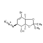 structure of CAS# 171916-75-9, (3aS,4R,5S,7aS)-5-Azido-7-Bromo-2,2-Dimethyl-3A,4,5,7A-Tetrahydro-1,3-Benzodioxol-4-Ol;[3aS-(3aÎ<wbr>±,4Î±,5Î²<wbr>,7aÎ±)]-5<wbr>-Azido-7-<wbr>bromo-3a,<wbr>4,5,7a-te<wbr>trahydro-<wbr>2,2-dimet<wbr>hyl-1,3-b<wbr>enzodioxo<wbr>l-4-ol;[3aS-(3aα<wbr>,4α,5β,7a<wbr>α)]-5-Azi<wbr>do-7-brom<wbr>o-3a,4,5,<wbr>7a-tetrah<wbr>ydro-2,2-<wbr>dimethyl-<wbr>1,3-benzo<wbr>dioxol-4-<wbr>ol;-5-AZIDO-7-BROMO-3A457A-TETRAHY&