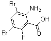 结构式 CAS# 175135-10-1, 2-氨基-3,5-二溴-6-氟-苯甲酸