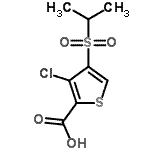 structure of CAS# 175202-26-3, 3-Chloro-4-(Isopropylsulfonyl)-2-Thiophenecarboxylic Acid;2-THIOPHE<wbr>NECARBOXY<wbr>LIC ACID,<wbr> 3-CHLORO<wbr>-4-[(1-ME<wbr>THYLETHYL<wbr>)SULFONYL<wbr>]-;3-CHLORO-4-(ISOPROPYLSULFONYL)THIOPHENE-2-CARBOXYLICACID;3-chloro-4-(propane-2-sulfonyl)thiophene-2-carboxylic acid