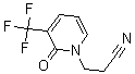 structure of CAS# 175277-60-8, 1-(2-Cyanoethyl)-3-(Trifluoromethyl)Pyrid-2(1H)-One;3-[2-OXO-3-(TRIFLUOROMETHYL)-1,2-DIHYDROPYRIDIN-1-YL]PROPANENITRILE;3-(2-Oxo-3-(Trifluoromethyl)Pyridin-1(2H)-Yl)Propanenitrile;1-(2-Cyanoethyl)-3-(Trifluoromethyl)Pyridin-2(1H)-One 97%
