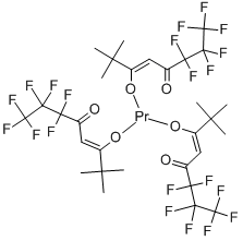 structure of CAS# 17978-77-7, Tris(6,6,7,7,8,8,8-Heptafluoro-2,2-Dimethyl-3,5-Octanedionato)-Praseodymium;PRASEODYMIUM/HEPTAFLUORODIMETHYL-OCTANEDIONE COMPLEX;Praseodymiumheptafluorodimethyloctanedionate;RESOLVE-AL PRFOD  99+%