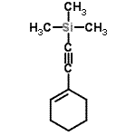 structure of CAS# 17988-44-2, (1-Cyclohexen-1-Ylethynyl)(Trimethyl)Silane;(1-CYCLOHEXEN-1-YLETHYNYL)TRIMETHYLSILANE;[2-(cyclohex-1-en-1-yl)ethynyl]trimethylsilane;1-(TRIMETHYLSILYLETHYNYL)CYCLOHEXENE, 98%