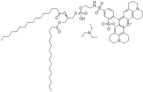 structure of CAS# 187099-99-6, Sulforhodamine 101 1,2-dihexadecanoyl-SN-glycero-3-phosphoethanolLamine triethylammonium salt;Sulforhodamine 101 1,2-Dihexadecanoyl-Sn-Glycero-3-Phosphoethanollamine, Triethylammonium Salt;Sulforhodamine 101 Dhpe;Tr-Dhpe