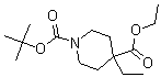 structure of CAS# 188792-70-3, Ethyl 1-Boc-4-Ethyl-4-Piperidine Carboxylate;1-Tert-Butyl 4-Ethyl 4-Ethylpiperidine-1,4-Dicarboxylate;Ethyl 1-Boc-4-Ethyl-4-Piperidine Carboxylate;ETHYL N-BOC-4-ETHYLPIPERIDINE-4-CARBOXYLATE