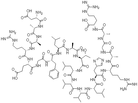 CAS#: 189064-08-2， L-alpha-Aspartyl-L-Alanyl-L-Alanyl-L-Arginyl-L-alpha-Glutamylglycyl-L-Phenylalanyl-L-Leucyl-L-Alanyl-L-Threonyl-L-Leucyl-L-Valyl-L-Valyl-L-Leucyl-L-Histidyl-L-Arginyl-L-Alanylglycyl-L-Alanyl-L-Arginine