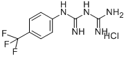 structure of CAS# 18960-29-7, N-[4-(Trifluoromethyl)Phenyl]-Imidodicarbonimidicdiamide Hydrochloride (1:1);1-(4-TRIFLUOROMETHYL)PHENYLBIGUANIDE HYDROCHLORIDE;4-(TRIFLUOROMETHYL)PHENYLBIGUANIDE HYDROCHLORIDE;1-(4-TRIFLUOROMETHYL)PHENYLBIGUANIDE, H&