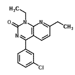 structure of CAS# 191219-80-4, 4-(3-Chlorophenyl)-1,7-Diethylpyrido[2,3-d]Pyrimidin-2(1H)-One;[191219-80-4];YM 976;NCGC00025308-01