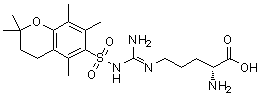结构式 CAS# 191869-60-0, (E)-N<sup>5</sup>-(氨基{[(2,2,5,7,8-五甲基-3,4-二氢-2H-苯并吡喃-6-基)磺酰基]氨基}亚甲基)-D-鸟氨酸