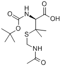 structure of CAS# 201421-14-9, 3-[[(Acetylamino)Methyl]Thio]-N-[(1,1-Dimethylethoxy)Carbonyl]-D-Valine;N-ALPHA-T-BUTOXYCARBONYL-BETA,BETA-DIMETHYL-S-ACETAMIDOMETHYL-D-CYSTEINE;N-ALPHA-T-BUTOXYCARBONYL-S-ACETAMIDOMETHYL-D-PENICILLAMINE;N-ALPHA-T-BOC-S-ACETAMIDOMETHYL-D-PENICILLAMINE