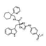structure of CAS# 204066-82-0, alpha-Methyl-Nalpha-[(4-Nitrophenyl)Carbamoyl]-N-{[1-(2-Pyridinyl)Cyclohexyl]Methyl}-L-Tryptophanamide;(S)-3-(1H<wbr>-Indol-3-<wbr>yl)-2-met<wbr>hyl-2-[3-<wbr>(4-nitro-<wbr>phenyl)-u<wbr>reido]-N-<wbr>(1-pyridi<wbr>n-2-yl-cy<wbr>clohexylm<wbr>ethyl)-pr<wbr>opionamide;(S)-a-Met<wbr>hyl-a-[[[<wbr>(4-nitrop<wbr>henyl)ami<wbr>no]carbon<wbr>yl]amino]<wbr>-N-[[1-(2<wbr>-pyridiny<wbr>l)cyclohe<wbr>xyl]methy<wbr>l]-1H-ind<wbr>ole-3-pro<wbr>panamide;[204066-82-0]