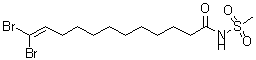 structure of CAS# 206052-03-1, 12,12-Dibromo-N-(Methylsulfonyl)-11-Dodecenamide;