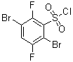 structure of CAS# 207853-66-5, 2,5-Dibromo-3,6-Difluorobenzenesulfonyl Chloride;(3,6-dibromo-2,5-difluorophenyl)chlorosulfone;2,5-Dibromo-3,6-difluorobenzene-1-sulfonyl chloride;2,5-dibromo-3,6-difluorobenzene-1-sulphonyl chloride