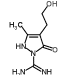 structure of CAS# 210417-12-2, 4-(2-Hydroxyethyl)-3-Methyl-5-Oxo-2,5-Dihydro-1H-Pyrazole-1-Carboximidamide;4-(2-Hydr<wbr>oxyethyl)<wbr>-3-methyl<wbr>-5-oxo-2,<wbr>5-dihydro<wbr>-1H-pyraz<wbr>ole-1-car<wbr>boximidam<wbr>ide;4-(2-hydroxyethyl)-3-methyl-5-oxo-3-pyrazolinecarboxamidine;5-Hydroxy<wbr>-4-(2-hyd<wbr>roxyethyl<wbr>)-3-methy<wbr>l-1H-pyra<wbr>zole-1-ca<wbr>rboximida<wbr>mide