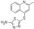 structure of CAS# 219719-19-4, 5-[(2-Methyl-4-Quinolinyl)Sulfanyl]-1,3,4-Thiadiazol-2-Amine;5-[(2-Methylquinol-4-yl)thio]-1,3,4-thiadiazol-2-amine;MFCD00105624;Maybridge1_001347