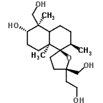 structure of CAS# 23554-81-6, (2R,2'R,5S,5'R,6'S,8A's)-5-(2-Hydroxyethyl)-5,5'-Bis(Hydroxymethyl)-2',5',8A'-Trimethyldecahydro-2'H,3H-Spiro[Furan-2,1'-Naphthalen]-6'-Ol;((1'R,2'R<wbr>,5S,5'R,6<wbr>'S,8a'S)-<wbr>6'-hydrox<wbr>y-5-(2-hy<wbr>droxyethy<wbr>l)-2',5',<wbr>8a'-trime<wbr>thyldecah<wbr>ydro-2'H,<wbr>3H-spiro[<wbr>furan-2,1<wbr>'-naphtha<wbr>lene]-5,5<wbr>'-diyl)di<wbr>methanol;(2R,2'R,5<wbr>S,5'R,6'S<wbr>,8a'S)-5-<wbr>(2-hydrox<wbr>yethyl)-5<wbr>,5'-bis(h<wbr>ydroxymet<wbr>hyl)-2',5<wbr>',8a'-tri<wbr>methyldec<wbr>ahydro-2'<wbr>H,3H-spir<wbr>o[furan-2<wbr>,1'-napht<wbr>halen]-6'<wbr>-ol;LAGOCHILIN