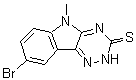 structure of CAS# 23563-33-9, 8-Bromo-5-Methyl-2,5-Dihydro-3H-[1,2,4]Triazino[5,6-b]Indole-3-Thione;6-Bromo-9-methyl-9H-1,3,4,9-tetraaza-fluorene-2-thiol;8-bromo-5-methyl-5H-[1,2,4]triazino[5,6-b]indole-3-thiol;MFCD00090728