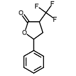 structure of CAS# 241819-52-3, 5-Phenyl-3-(Trifluoromethyl)Dihydro-2(3H)-Furanone;$-Phenyl-Ä-(trifluoromethyl)-$-butyrolactone;$-Phenyl-Ã„-(trifluoromethyl)-$-butyrolactone;¦Ã-Phenyl-¦Á-(trifluoromethyl)-¦Ã-butyrolactone
