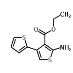 structure of CAS# 243669-48-9, Ethyl 5'-Amino-2,3'-Bithiophene-4'-Carboxylate;3-thiophe<wbr>necarboxy<wbr>lic acid,<wbr> 2-amino-<wbr>4-(2-thie<wbr>nyl)-, et<wbr>hyl ester;5'-Amino-[2,3']bithiophenyl-4'-carboxylic acid ethyl ester;5'-Amino-4'-(ethoxycarbonyl)-2,3'-bithiophene