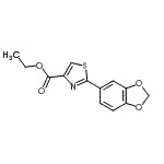 structure of CAS# 248249-53-8, Ethyl 2-(1,3-Benzodioxol-5-Yl)-1,3-Thiazole-4-Carboxylate;2-Benzo[1<wbr>,3]dioxol<wbr>-5-yl-thi<wbr>azole-4-c<wbr>arboxylic<wbr> acid eth<wbr>yl ester;Ethyl 2-benzo[1,3]dioxol-5-yl-thiazole-4-carboxylate;Ethyl2-(benzo[d][1,3]dioxol-5-yl)thiazole-4-carboxylate