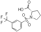 structure of CAS# 251096-97-6, 1-[[3-(Trifluoromethyl)Phenyl]Sulfonyl]-Proline;2-[[3-(Trifluoromethyl)Phenyl]Sulfonyl]-2-Pyrrolidinecarboxylic Acid;1-[3-(TRIFLUOROMETHYL)BENZENESULFONYL]PYRROLIDINE-2-CARBOXYLIC ACID;1-(3-(TRIFLUOROMETHYL)BENZENESULFONYL)PROLINE