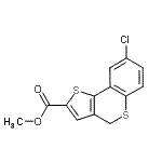 structure of CAS# 255378-11-1, Methyl 8-Chloro-4H-Thieno[3,2-c]Thiochromene-2-Carboxylate;4H-THIENO<wbr>[3,2-C][1<wbr>]BENZOTHI<wbr>OPYRAN-2-<wbr>CARBOXYLI<wbr>CACID, 8-<wbr>CHLORO-, <wbr>METHYL ES<wbr>TER;Methyl 8-chloro-4H-thieno-[3,2-c]thiochromene-2-carboxylate;METHYL8-CHLORO-4H-BENZO[B]THIENO[2,3-D]THIINE-2-CARBOXYLATE