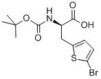 structure of CAS# 261380-16-9, Boc-D-2-(5-Bromothienyl)Alanine;(2R)-3-(5-Bromo-2-Thienyl)-2-(Tert-Butoxycarbonylamino)Propanoate;(2R)-3-(5-Bromo-2-Thienyl)-2-[(Tert-Butoxy-Oxomethyl)Amino]Propanoate;(2R)-3-(5-Bromo-2-Thienyl)-2-(Tert-Butoxycarbonylamino)Propionate